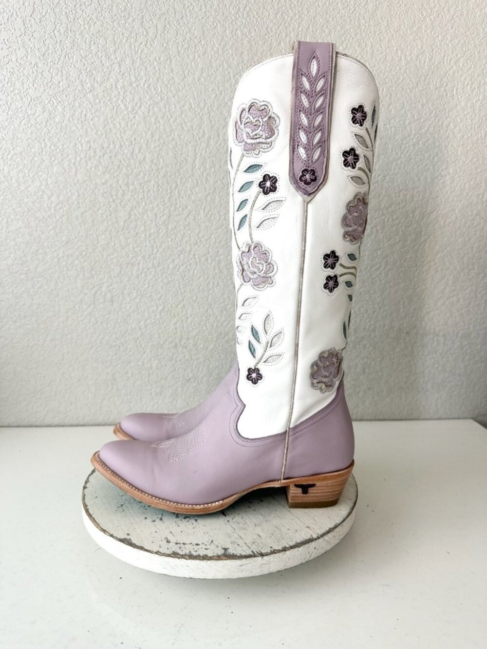 Lane KENZIE Knee High Womens Cowboy Boots Purple White Western Cowgirl Tall 9.5 - Picture 4 of 12